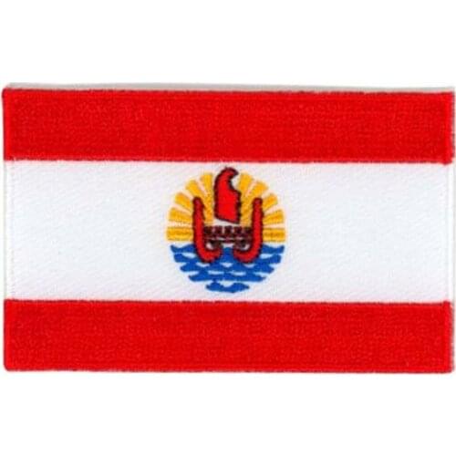 French Polynesia Garment Labels/Cloth Patch Made by Heat Cut Broder and Iron On Backing Accept Custom MOQ50pcs free shipping