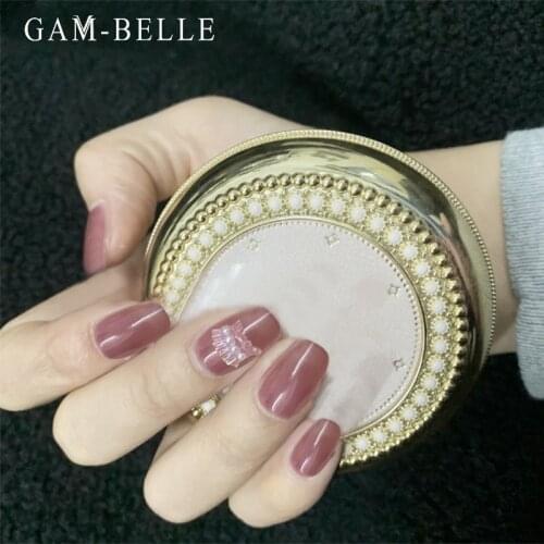 GAM-BELLE 3D Professional Artificial Fake Nails Tips French Long Ballerina Full False Nails With Glue DIY Manicure Nail Art Tool