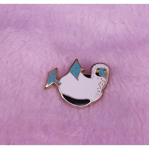 Blue Footed Booby Lapel Pin Cute Animal Sea Bird Jewelry