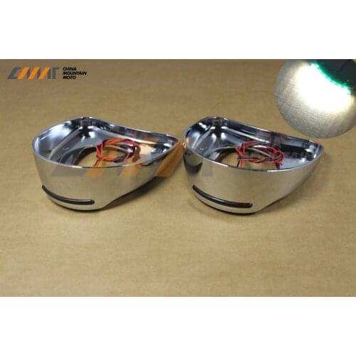Chrome Fairing Mount Side Mirror LED Cover Shell case for Harley Touring 96-13