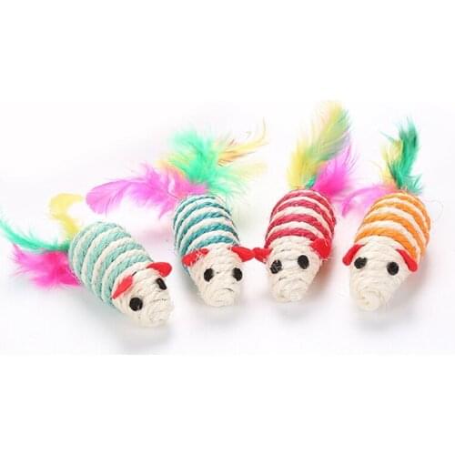 Cat Interactive Toy Stick Feather Wand With Small Bell Mouse Cage Toys Plastic Artificial Colorful Cat Teaser Toy Pet Supplies