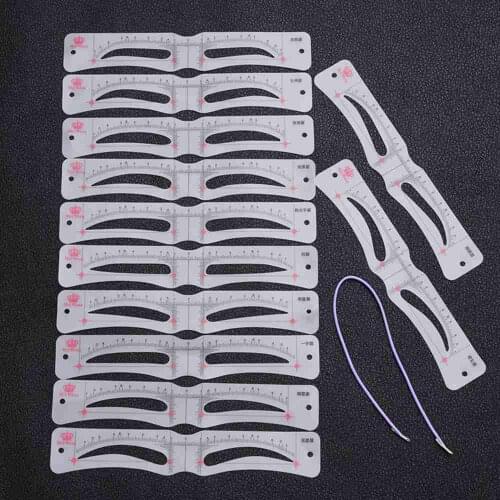 12Pcs/set Thrush Card Threading Word Eyebrow Makeup Tools Threading Artifact Thrush Aid Card Eyebrows Mold