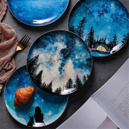 Jingdezhen ceramic Creative household dishes Western star salad plate ceramic dishes Japanese dishes sushi dinner plate sets