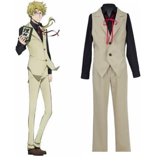 Anime Cos Bungo Stray Dogs Cosplay Costume Short sleeved jacket coat Stray Dogs cosplay Costumes jacket Pants set