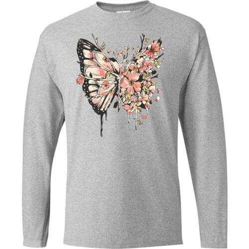 Pretty Butterfly Flowers Round Neck Tops Long Sleeve Tee T-Shirts Mans T-shirt Camiseta Streetwear Karate Kid T Shirt Tshirts