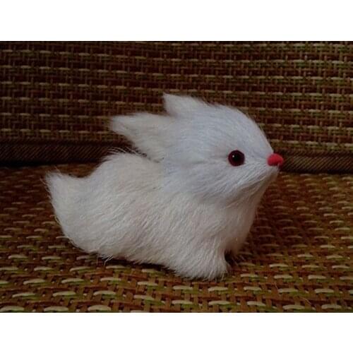 Simulation cute rabbit 7x5x3cm toy model polyethylene&furs rabbit model home decoration props ,model gift d175