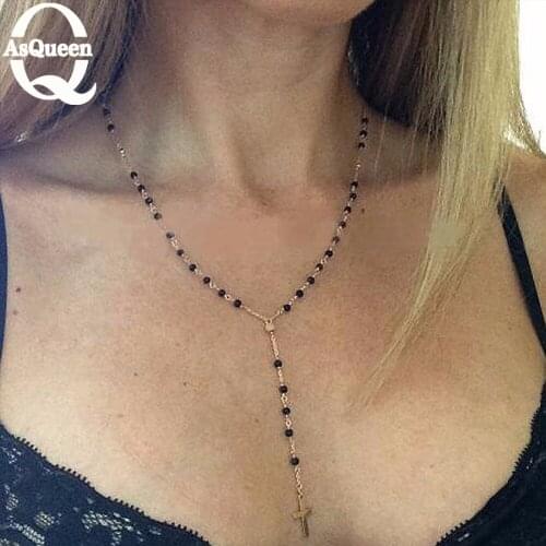 New Christian & Catholic Church Handmade Jewelry Rosary Beads Cross Long Pendant Necklaces For Women ValentineS Day Gifts