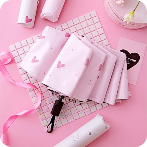 New Manual INS Style Male And Female Students Folding Small Fresh Literary sunny and Rainy Umbrella Compact Portable Travel