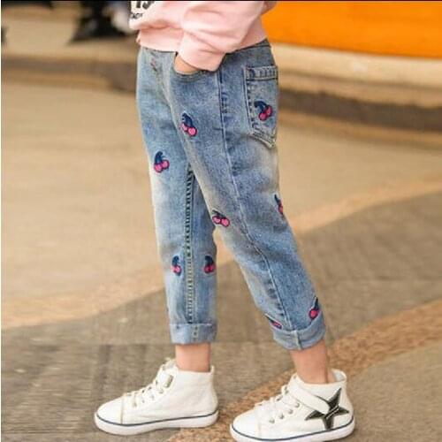 2020 clothing female childrens pants Spring and Autumn doodle trousers girls jeans