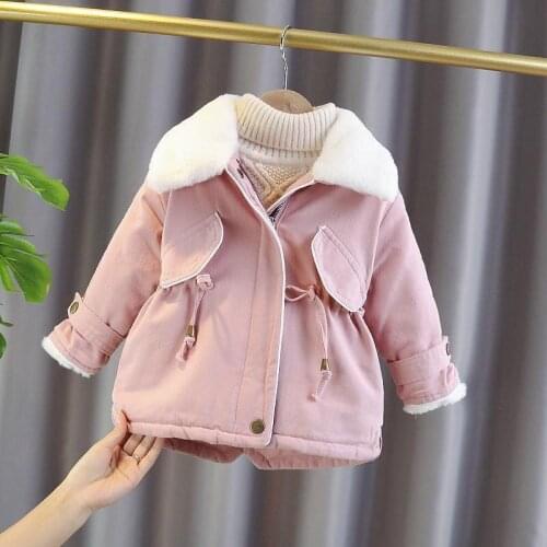 Baby Girls Winter Coats Clothes Fashion Children Thickened Plush Warm Outwear Jackets Kids Long Trench Coats Tops Costumes 2-10Y