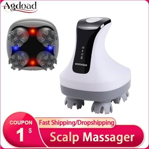Rechargeable Scalp Massager for Head Relaxation 4D Magnetic Waterproof Deep Kneading Massage Machine Prevent Hair Loss