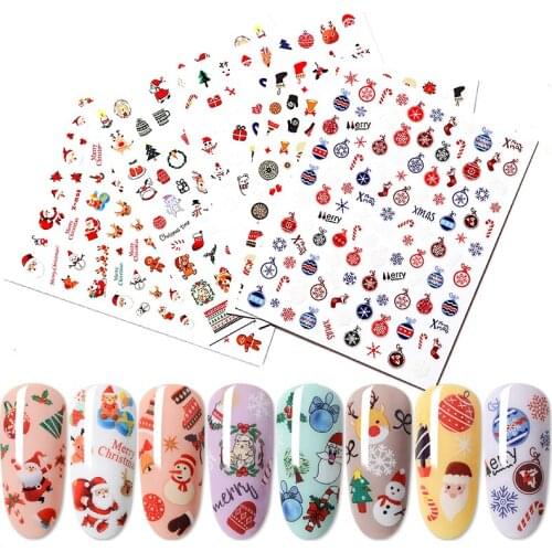 Christmas Nail Gel Sticker Xmas Nail Art DIY Wraps Water Transfer Snowflake Sticker New Year Nail Decal Gift For Nails Manicure