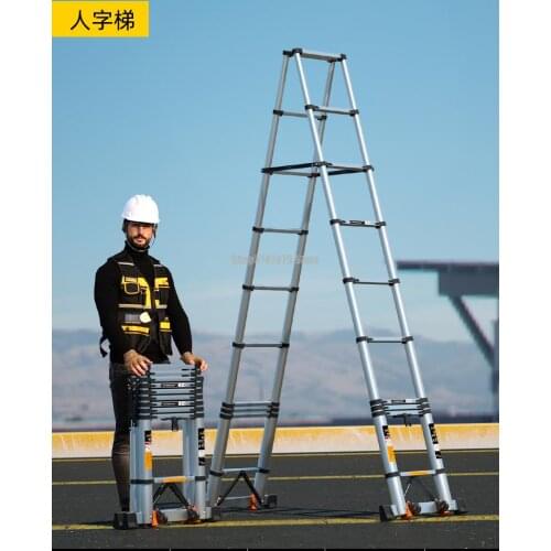 Telescopic Ladder Miter Ladder Household Folding Ladder Elevator Multifunctional Ladder Aluminum Alloy Eng