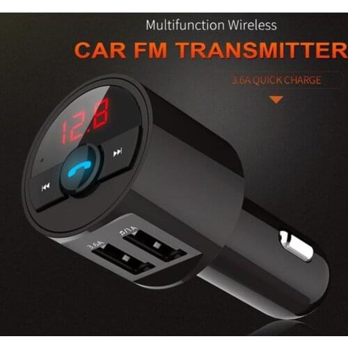 3.6A Quick USB Charger Bluetooth Car Kit FM Transmitter modulator Audio Music Mp3 Player Phone Wireless Handsfree Carkit
