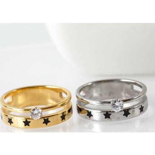 Vintage Stars Ring Crystal Charms Rings For Women Men Wedding Party Rings Classic Crystal OL Hollow Gothic Rings bague femme