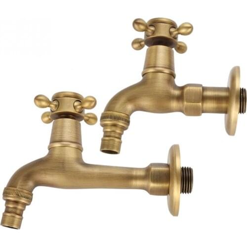 Vintage Brass Single Handle Faucet For Washing Machine Wall Mounted Water Tap Bathroom Mop Faucet Outdoor Faucet For Garden