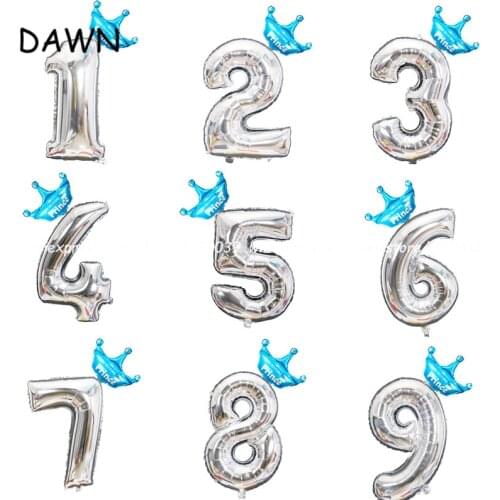 32inch big silver number foil balloons wedding decoration happy Birthday Decor Decor Air balloon boy and girl Party baloon