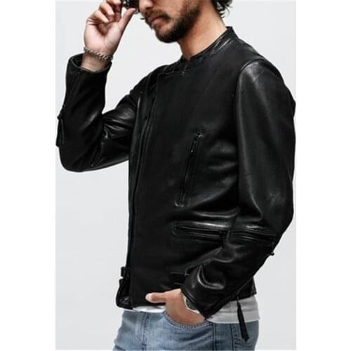 YR!Free shipping.Pakistan tanning sheepskin.Brand man Luxury casual leather jacket,vintage genuine leather coat,classic