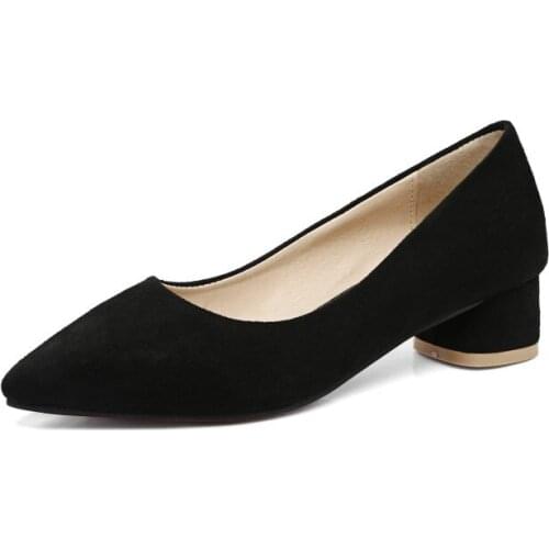 Big Size Pointed suede shoes ladies high heels women shoes woman pumps