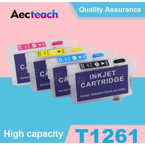 Aecteach Refill Ink cartridge T1261 for Epson Stylus NX330 430 Workforce 520 60 435 545 630 633 Printer