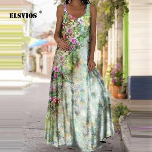 Summer 2021 New Women Fashion Butterfly Print Long Sling Dress Casual Loose Sleeveless Sexy Holiday Beach Dress Elegant Vestidos