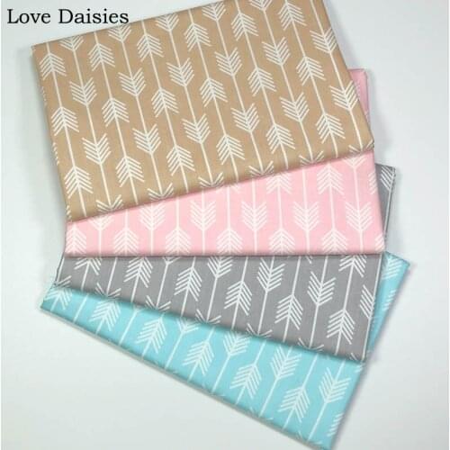 100% Cotton Twill CAMEL PINK GRAY BLUE Arrow Fabric Kids Bedding Sheet Cushion Apparel Handwork Quilting Home Decor Craft Tissue