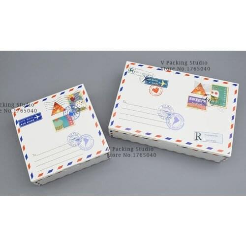 14*14*5cm 21x14x5cm400pcs Mail Envelop Style Cheese Cake Paper Box Cookie Container gift Packaging Wedding Christmas Baby Shower