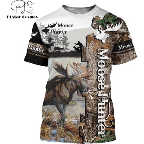 2020 Summer Men t shirt 3D Moose Hunting Printed T-Shirts Harajuku Casual short Sleeve Tee shirts Unisex Cool t-shirt QDL002