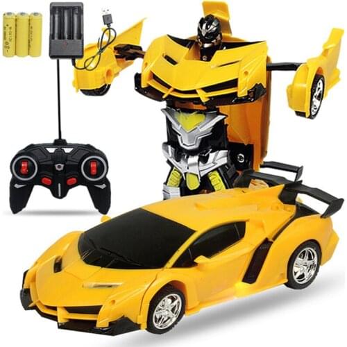 23CM Transformation 1:18 RC Car Robot One Key Deformation Remote Control Cars Robots Fighting Modles Toys Gifts for Children E01