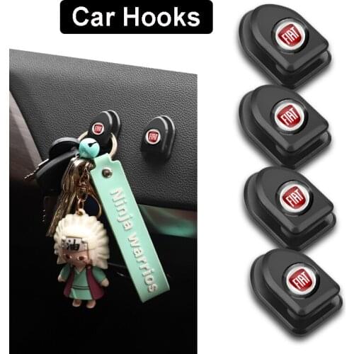 4Pcs Creative Mini Car Mounted Hooks Stickers For Fiat Viaggio Abarth Punto FR 124 125 500 Panda Doblo Palio Bravo Pondo Tipo