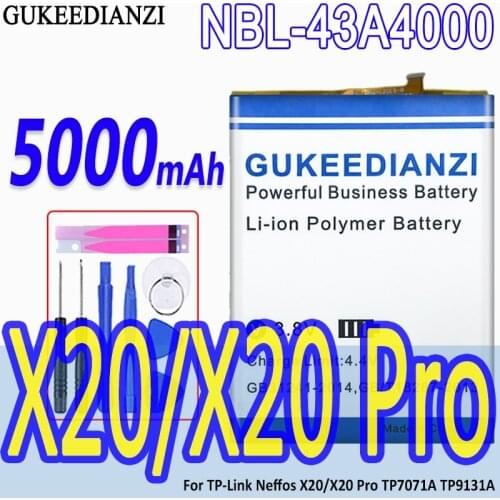 GUKEEDIANZI High Capacity Battery NBL-43A4000 5000mAh For TP-Link Neffos X20/X20 Pro TP7071A TP9131A Bateria