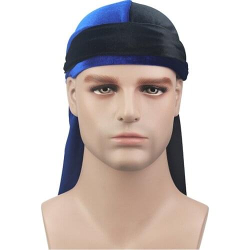 Men Women Turban Bandana Velvet Wigs Durags do doo durag long tail headwear Headbands Biker Pirate Hat Hair Cover Accessories