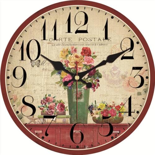 Battery Operated Large Wall Clock With Flower Silent Vintage Vase Flower Floral Wall Clock Big Flowers Wall Watches For Home