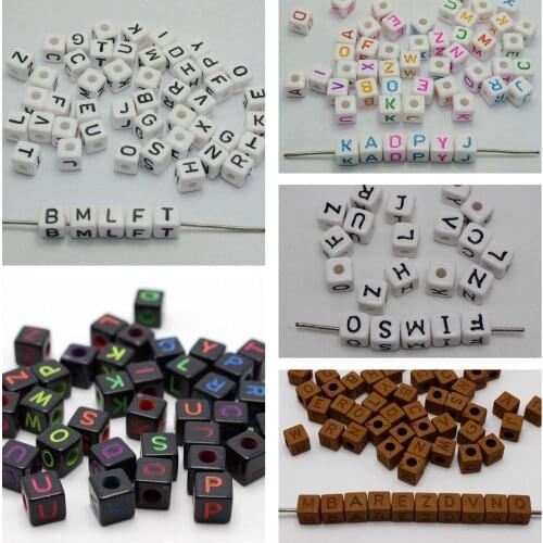 Kids Craft DIY Assorted Alphabet Letter Acrylic Cube Pony Beads 8mm 10mm