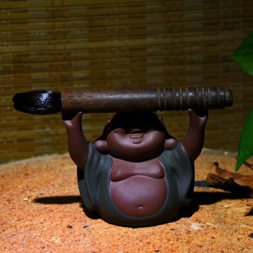 Boutique Clay Tea Ornaments Happy Pen Rack Maitreya Tea Ornaments Tea Set Accessories Tea Decoration Mini Tea Set Tea Pet