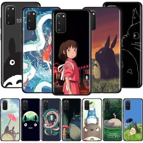 Studio Ghibli Spirited Case for Samsung Galaxy S10 S20 S10e S9 S8 Plus Note 20 Ultra 10 Lite 9 Black TPU Phone Cover Capa