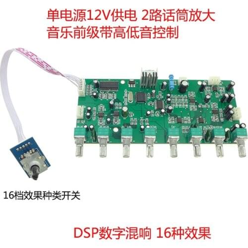 DSP Digital Reverberation Cara OK Board 16 Effects Music Pre Tone Plate Single Power DC 12V