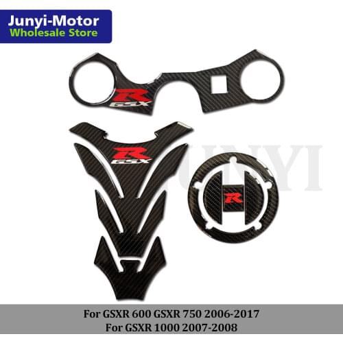 For Suzuki GSX-R GSXR 1000 2007-2008 GSXR 750 600 2006-2017 Motorcycle Sticker Tank Pad Cover Gas Cap Triple Clamp Carbon Decal