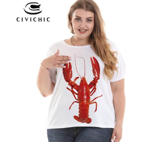 Chic Short Sleeve Men T Shirts Women Lobster Shrimp Crayfish Print Tops Tees Plus Size 4XL 2020 New Summer Graphic Tshirt WST129