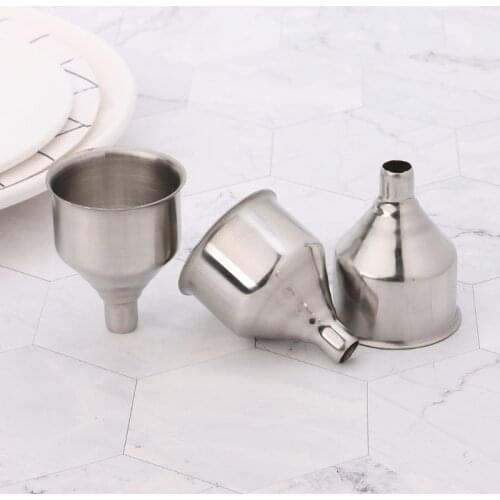 Stainless Steel practical Funnel Refill Filling Small Bottles Flasks Kitchen Spices Liquid