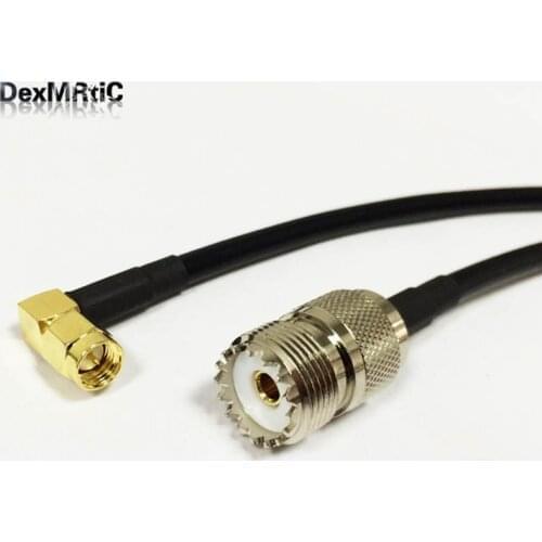 RF UHF To SMA Cable Adapter UHF Female SO239 To SMA Male Right Angle Pigtail RG58 50CM