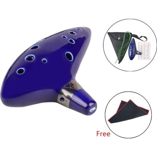 Ceramic Ocarina of Time 12 Hole Blue Ocarina Beautiful Durable Ceramic Alto Mid-tone ToneC Flute with Bag