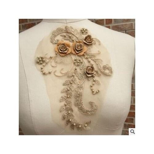 Colorful Beaded Lace flowers New Stereo Dress Show Lace flower Decoration 2Pcs/pack