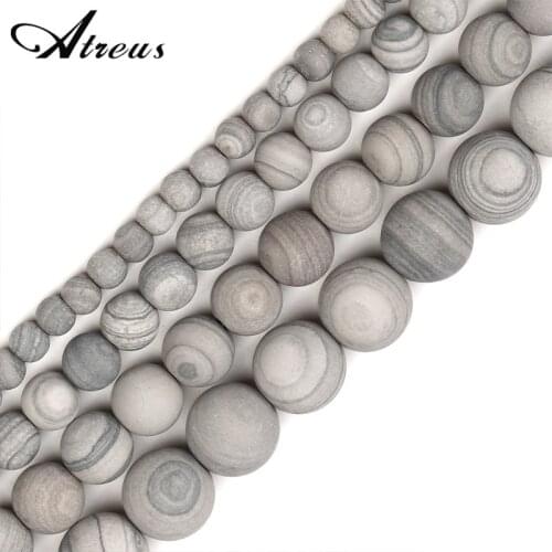 Ash Wood Grain 4-10mm Matte Fashion Atreus New Natural Stone Round Beads For Jewelry Making Suitable For Men Or Women