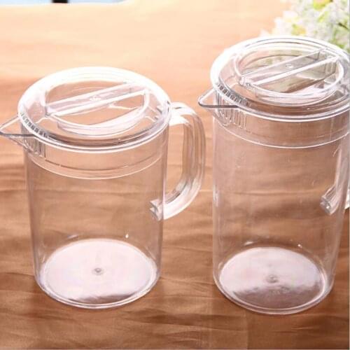 2x Plastic Pitcher with Lid Drinks Water Jug for Hot/Cold Lemonade Juice Beverage Jar Ice Tea Kettle 2L+1.5L