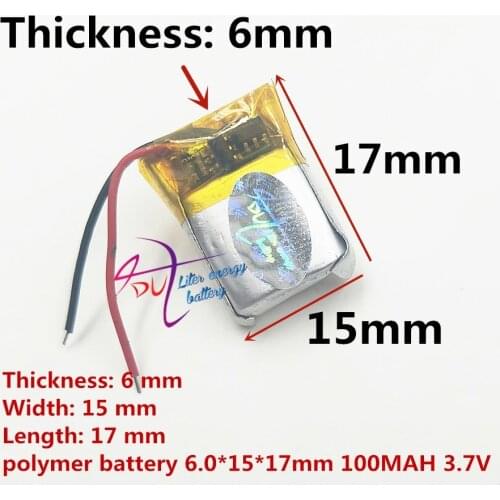 Best battery brand 3.7V polymer lithium battery 601517 100mah MP4 MP3 Bluetooth small toy small sound box recording pen