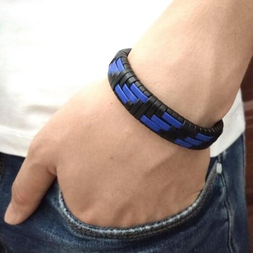 Latest Popular Adjustable Leather Bracelet For Men Charm Vintage Blue Weaving Bracelet Leather Wrap Bracelet Couples Bracelets