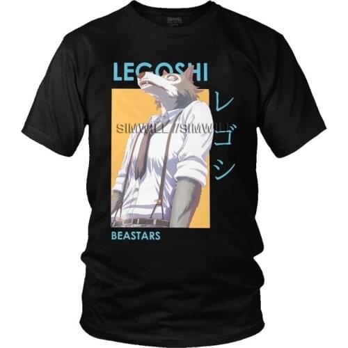 Legoshi Beastars Wolf T Shirt for Men Cotton Print T-shirts Streetwear Tshirt Short Sleeve Japan Anime Manga Tees Tops