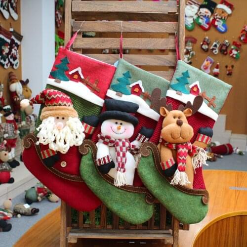 2021 New White Christmas Stockings Gift Bag Socks Snowmen Dress Accessories Xmas Tree Decro Decoration Snow Xmas Wholesale