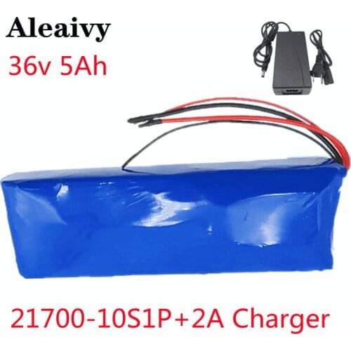 New 36V battery 10S1P 5Ah 42V 5000mAh 21700 lithium ion battery pack ebike electric car bicycle scooter 20A BMS 500W +2A Charger